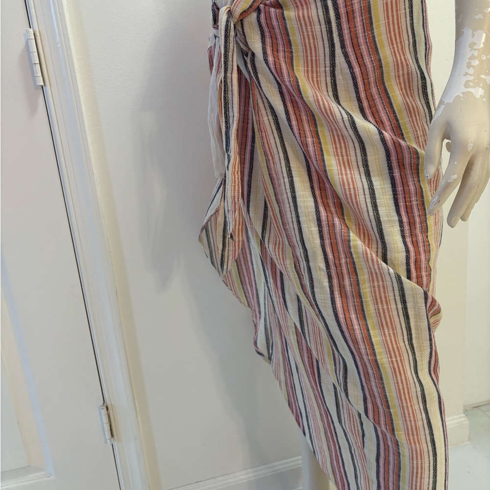 Free People Striped Wrap Maxi Skirt in Cream, Pink, Yellow & Navy - Picture 10 of 10